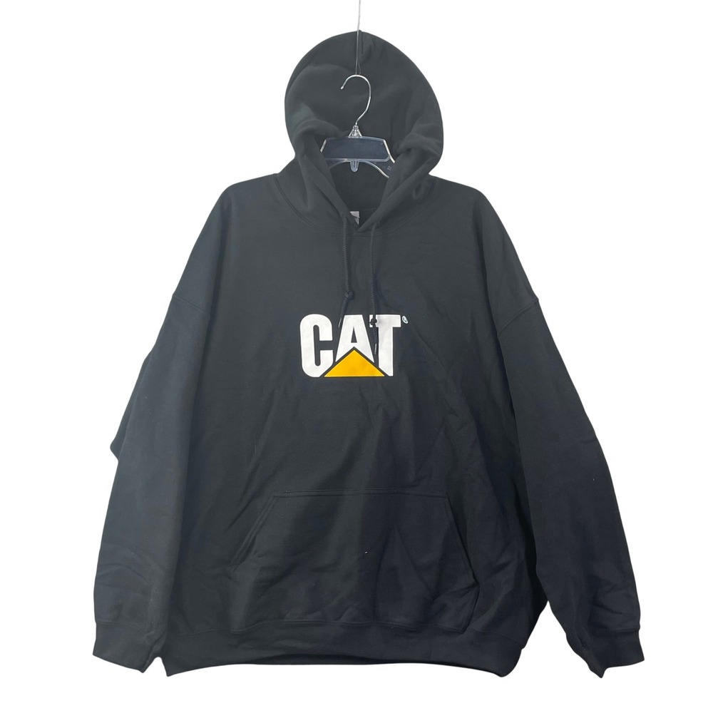 Caterpillar CAT Hoodie Men's 2XL Black Logo Heavy Blend Pullover Sweatshirt Work